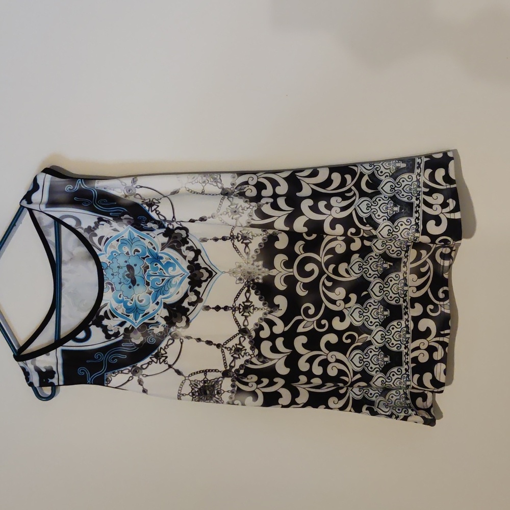 Always For Me White Patterned Stretchy Tank Size 3x